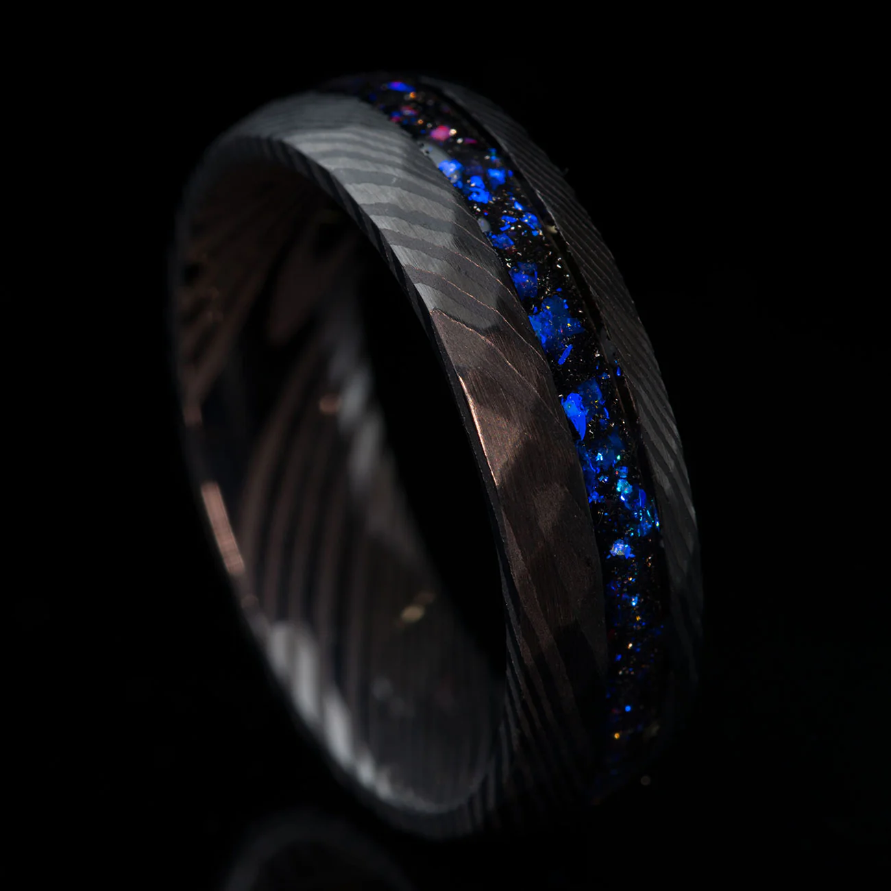 THE DARK MOON | Black Damascus & Alexandrite Men's Ring - Image 3
