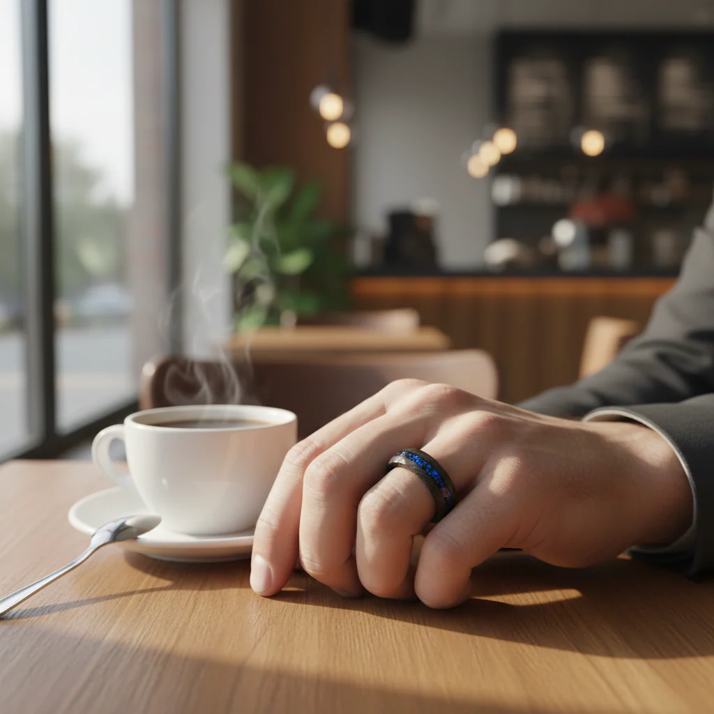 THE DARK MOON | Black Damascus & Alexandrite Men's Ring - Image 7